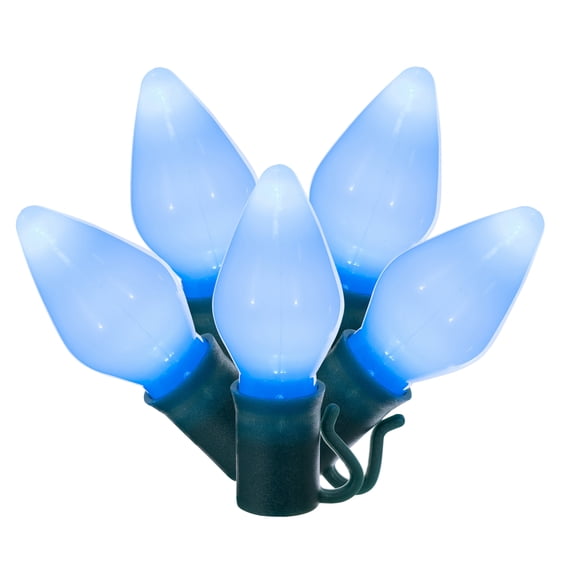 Vickerman 25 Teal Ceramic C7 LED Light on Green Wire, 16' Christmas Single Mold Light Strand