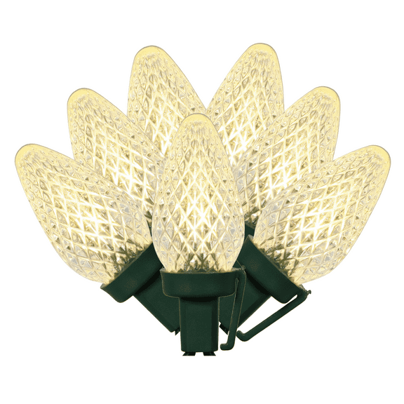 Indoor/Outdoor 25-Count LED C7 Christmas String Lights, Warm White, Green Wire, 16', by Vickerman