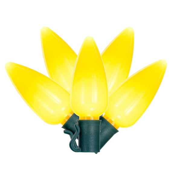 Vickerman 25 Yellow Ceramic C9 LED Light on Green 22AWG Wire, 25'.