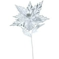 thumbnail image 1 of Vickerman 26" White Velvet Poinsettia Artificial Christmas Pick, 3 per Bag, 1 of 3