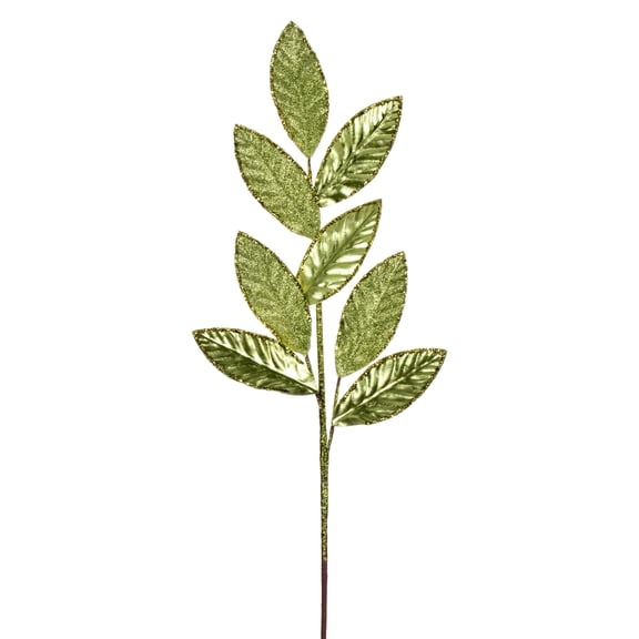 Vickerman 27.5" Lime Metallic Leaf Glitter Spray, 3 per bag.