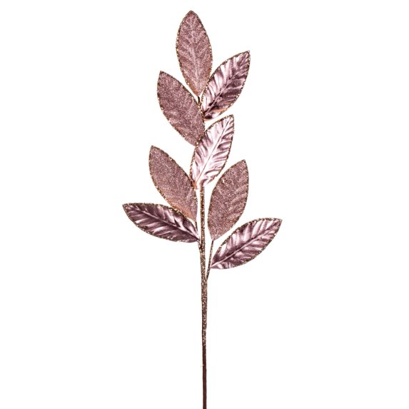 Vickerman 27.5" Rose Gold Metallic Leaf Glitter Spray, 3 per bag.