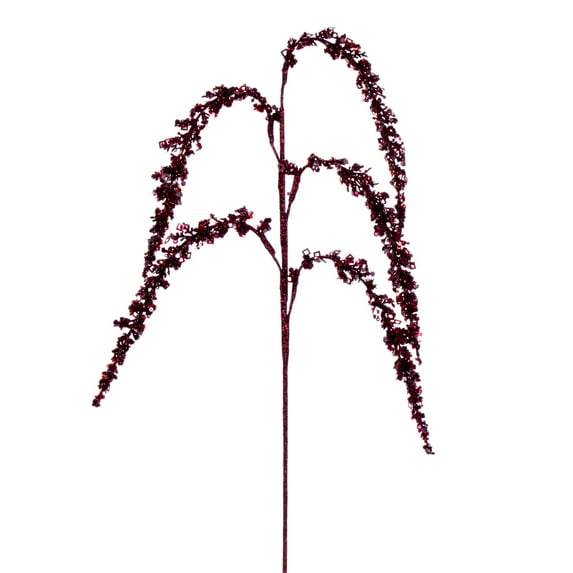 Vickerman 27" Artificial Burgundy Glitter Setaria Christmas Spray, 3 sprays per pack.