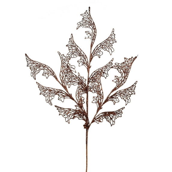 Vickerman 27" Chocolate Glitter Coral Bells Leaf Lace Artificial Christmas Spray. Includes 12 sprays per pack.