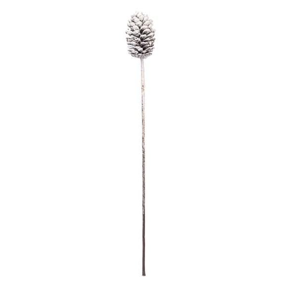 Vickerman 28.5" Glitter Artificial Snow Pinecone Stem, 3 per bag.