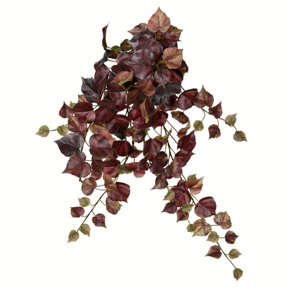 Vickerman 28" Artificial Burgundy Grape Leaf Hanging Bush, Pack of 2