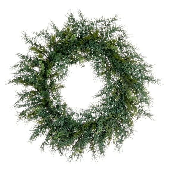 Vickerman 28" Artificial Mixed Fern Cedar Wreath