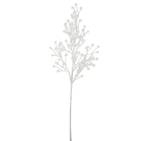 Vickerman 28" Artificial White Glitter Outdoor Berry Spray. Includes 6 sprays per pack.