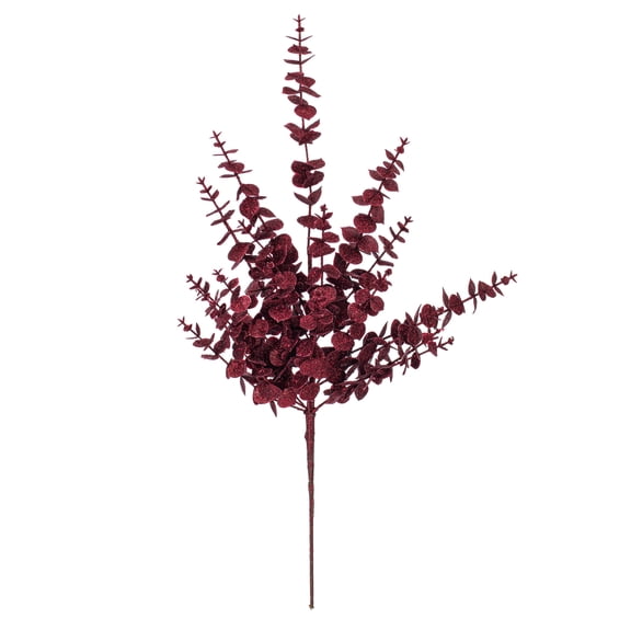 Vickerman 28" Burgundy Artificial Eucalyptus Glitter Spray, 2 per bag.