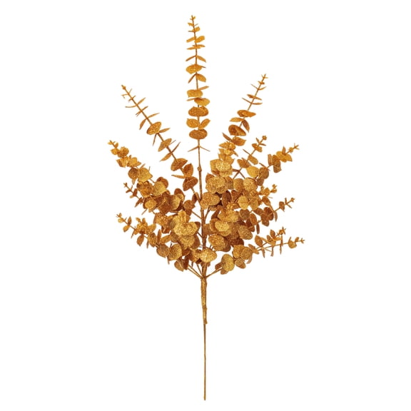 Vickerman 28" Gold Artificial Eucalyptus Glitter Spray, 2 per bag.