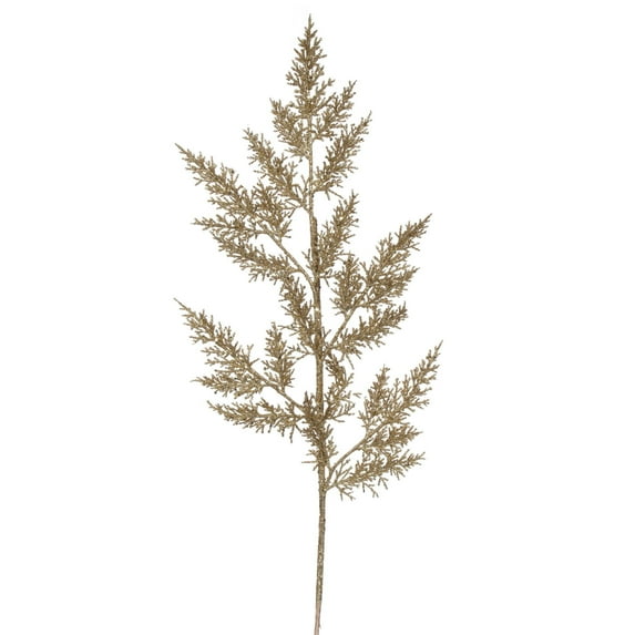 Vickerman 28" Gold Onoclea Glitter Wild Huck Artificial Christmas Spray. Includes 6 sprays per pack.