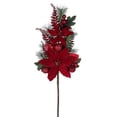 thumbnail image 1 of Vickerman 28" Merry Red Poinsettia, Ball, and Fern Decorated Spray, Polyester, 1 of 2