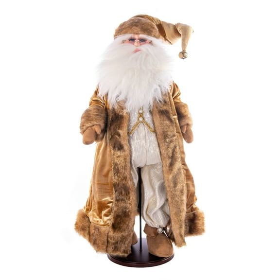 Vickerman 28" Mocha Velvet Santa Doll with Stand. This santa has glasses, stand is removeable.