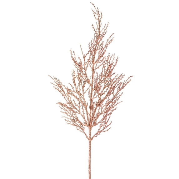 Vickerman 28" Rose Gold Onoclea Glitter Wild Huck Artificial Christmas Spray. Includes 6 sprays per pack.