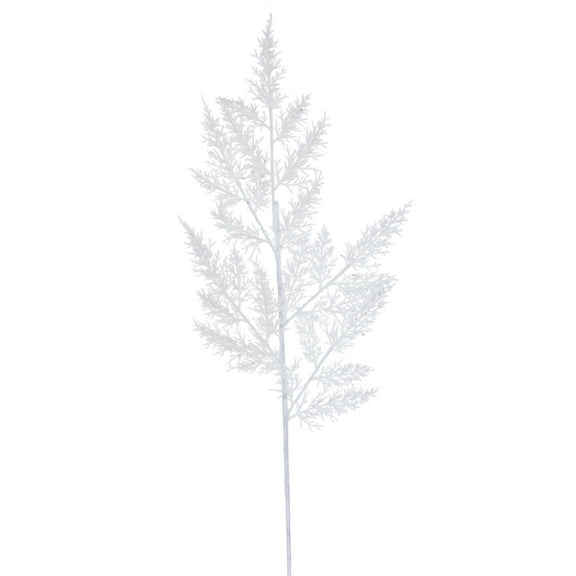 Vickerman 28" White Onoclea Glitter Wild Huck Artificial Christmas Spray. Includes 6 sprays per pack.