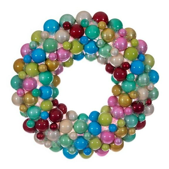 Vickerman 28 in. Multi Color UV-Treated Ball Wreath Ornament