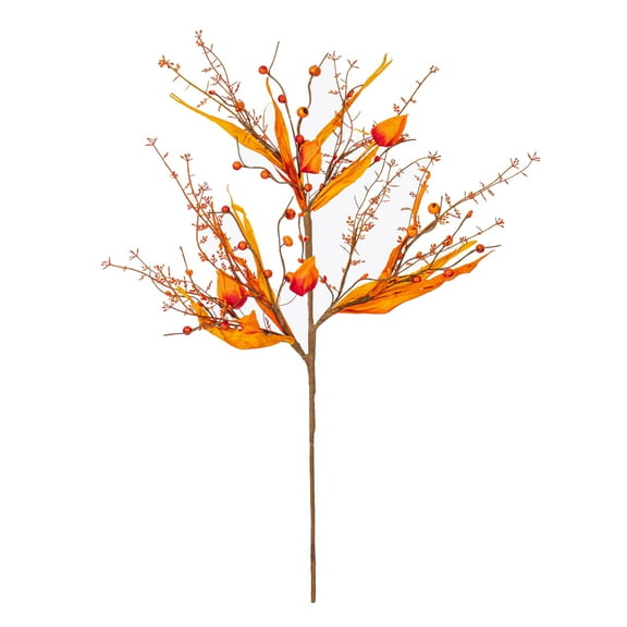 Vickerman 29" Orange Fall Artificial Lantern, Berry, and Husk Spray, 2 per bag