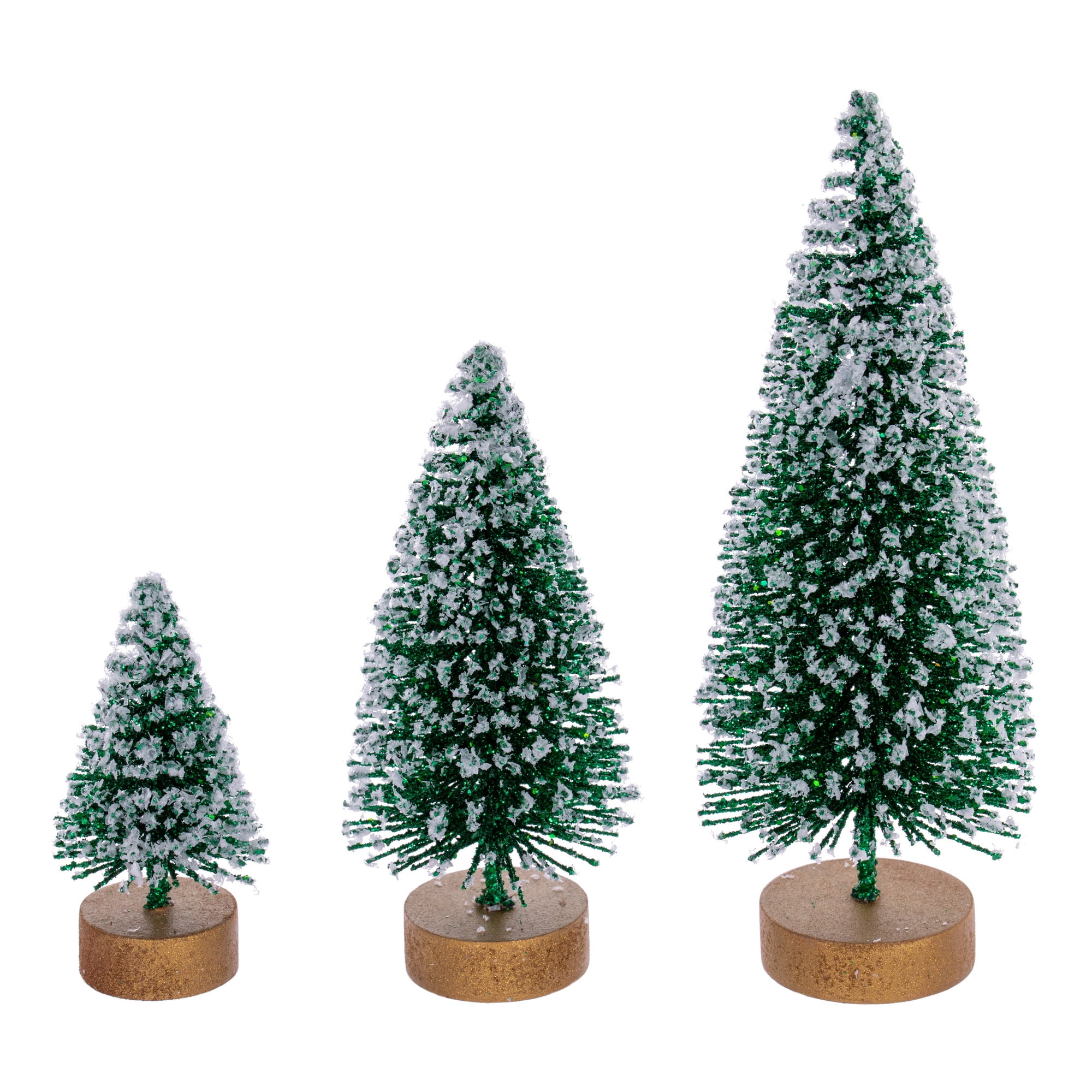 Vickerman 3"5"7" Emerald Sisal Bottle Brush Tree Set, Set of 3