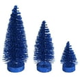 thumbnail image 1 of Vickerman 3"-5"-7" Midnight Blue Glitter Oval Pine Artificial Christmas Tree, Set of 3, 1 of 2