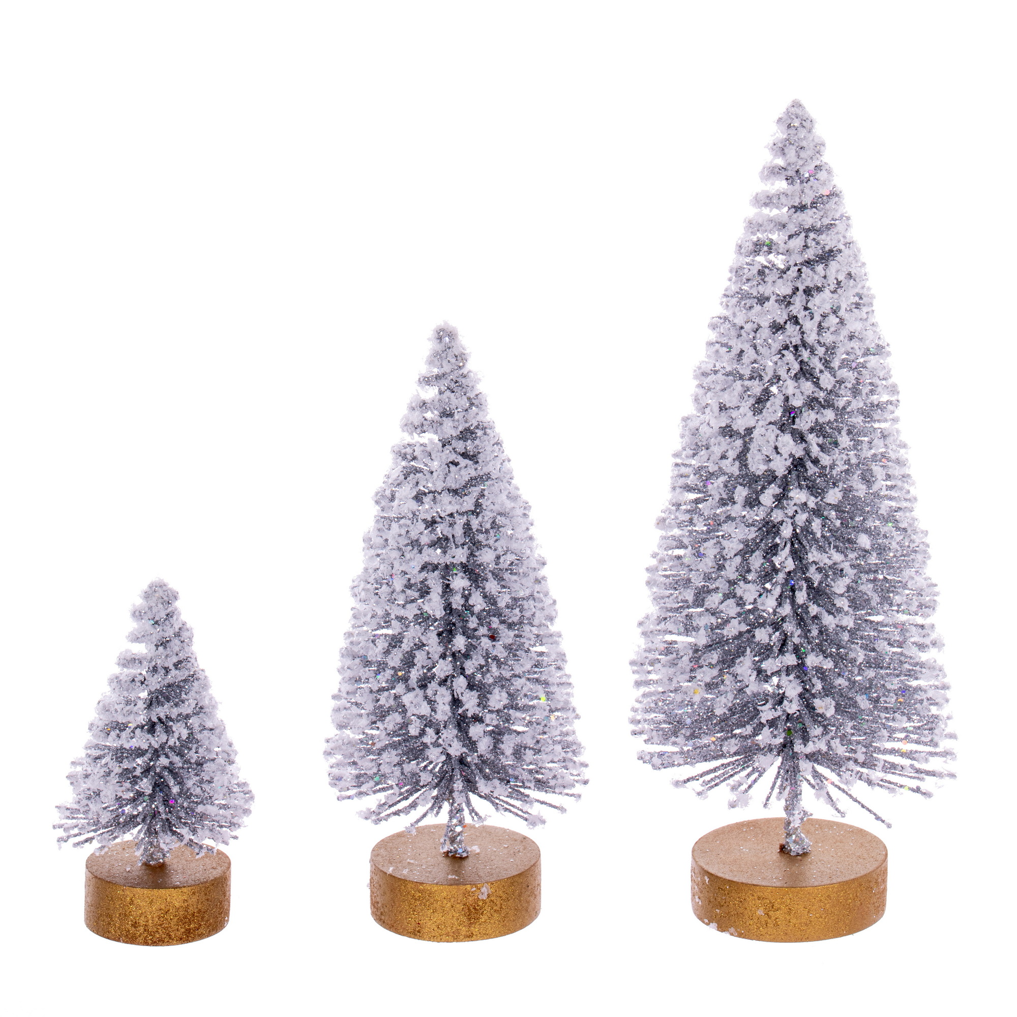 Vickerman 3"5"7" Silver Sisal Bottle Brush Tree Set, Set of 3