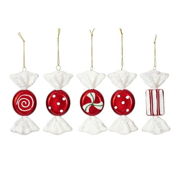 Vickerman 3.5" Red-White Candy Christmas Ornament, 5 per Box