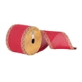 thumbnail image 1 of Vickerman 3.75" x 10 Yards Red Dupion with Gold Swirl Edge Christmas Ribbon, 1 of 2