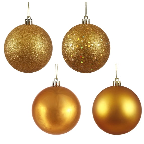 Vickerman 3" Antique Gold 4-Finish Ball Ornament Assortment, 16 per Box