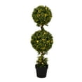 thumbnail image 1 of Vickerman 3' Artificial Double Ball Green Boxwood Topiary., 1 of 4