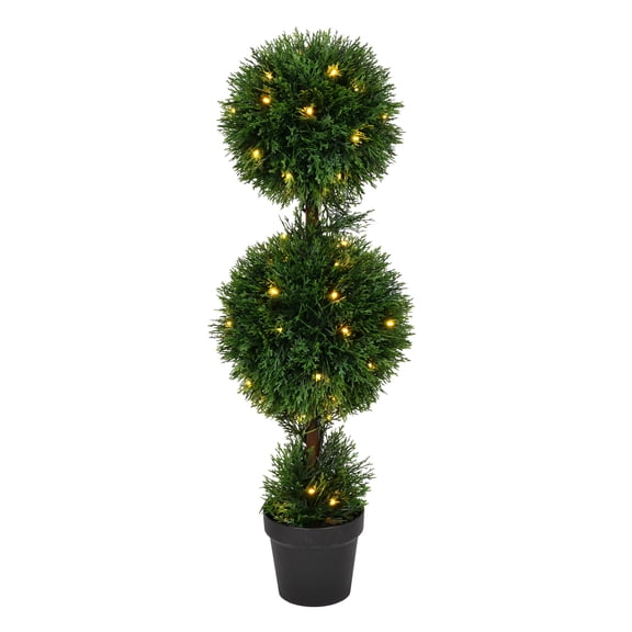 Vickerman 3' Artificial Double Ball Green Cedar Topiary.