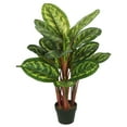 thumbnail image 1 of Vickerman 3' Artificial Green and Brown Peacock Plant, botanical name Calathea., 1 of 4