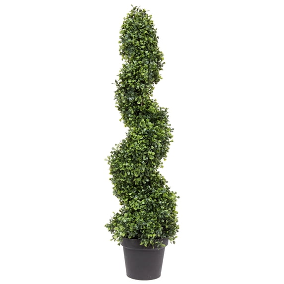 Vickerman 3' Artificial Potted Green Boxwood Spiral Tree.