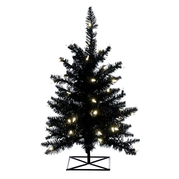Vickerman 3' Black Fir Artificial Christmas Tree, Warm White Dura-lit LED Lights