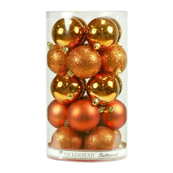 Vickerman 3" Burnished Orange 4-Finish Ornament Assortment, 32 per Box