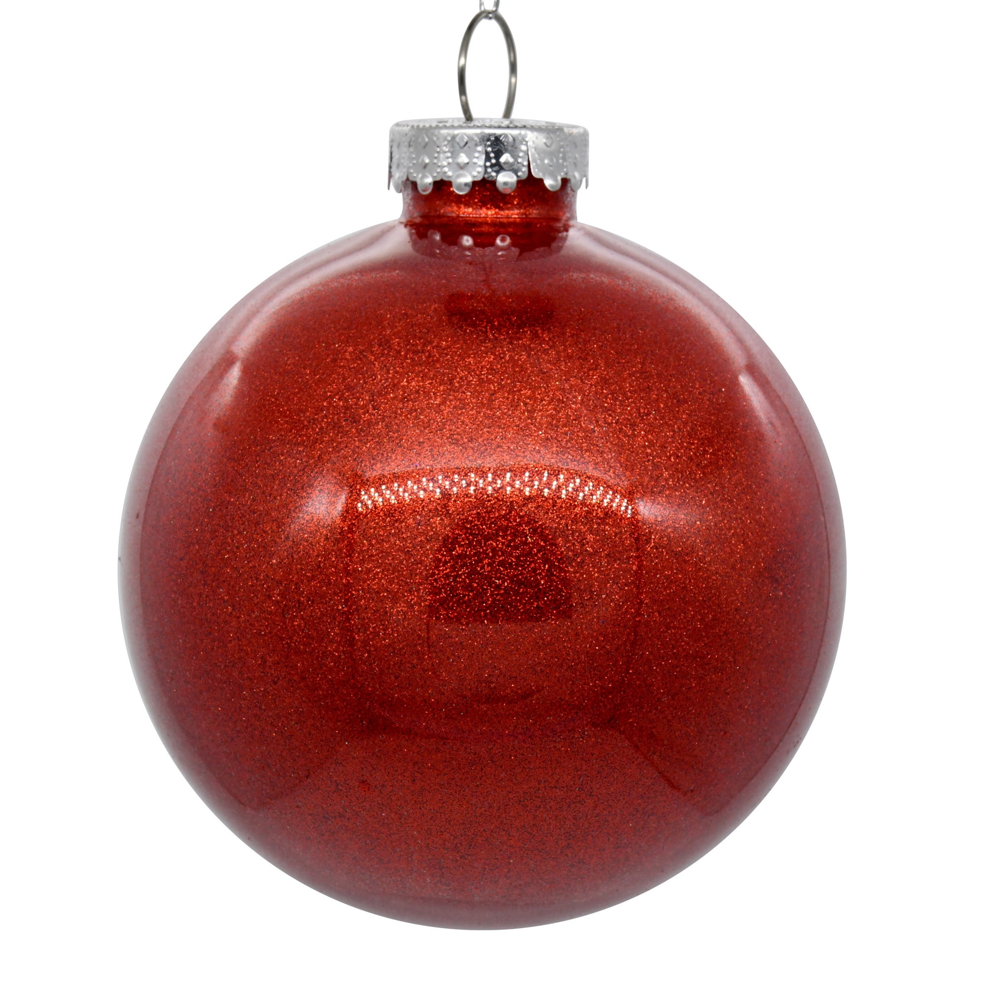 Vickerman 3 quot Clear Ball Christmas Ornament with Red Glitter Interior