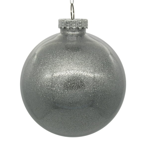 Vickerman 3" Clear Ball Christmas Ornament with Silver Glitter Interior, 12 Pieces per bag