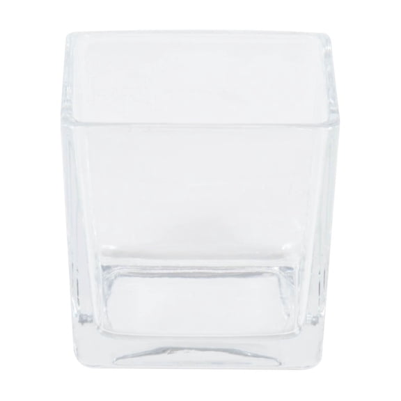 Vickerman 3" Clear Cube Glass Container. Includes four pieces per set.