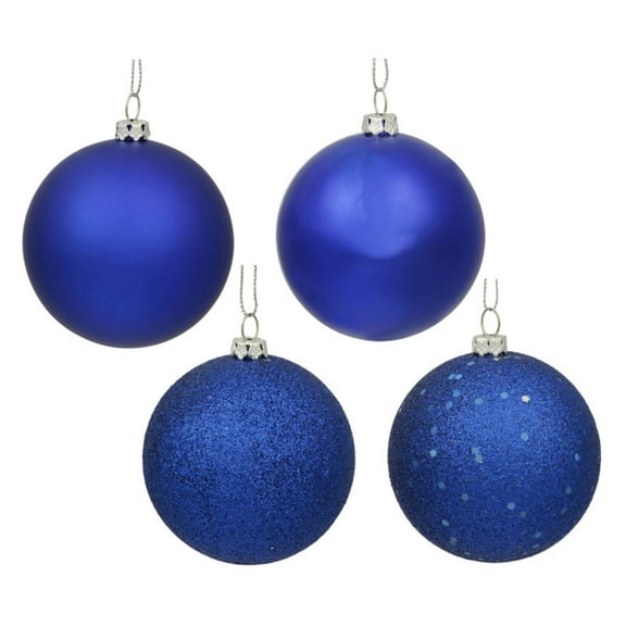 Vickerman 3" Cobalt 4-Finish Ball Ornament Assortment, 16 per Box