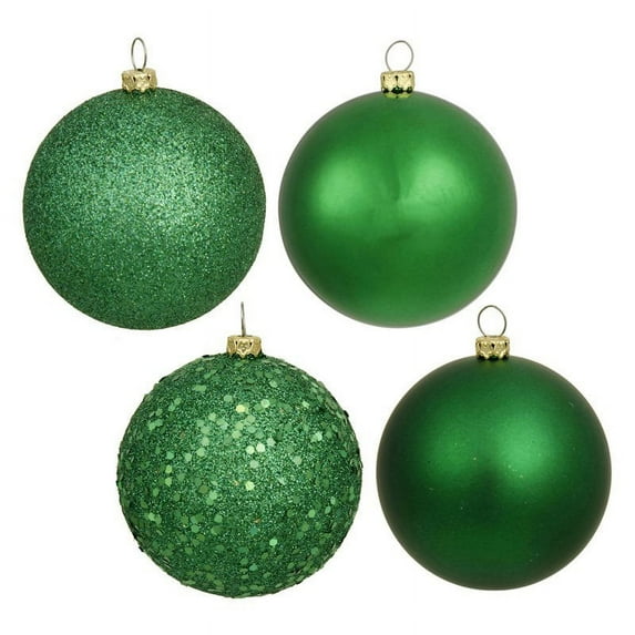 Vickerman 3" Green 4-Finish Ball Ornament Assortment, 16 per Box