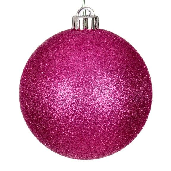 Vickerman 3" Hot Pink Glitter Ball Ornament, 12 per bag.