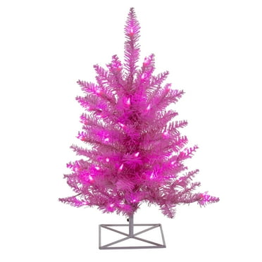 Vickerman 3' Pink Fir Artificial Christmas Tree, Pink  Dura-lit LED Lights