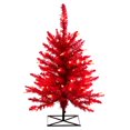 thumbnail image 1 of Vickerman 3' Red Fir Artificial Christmas Tree, Red Dura-lit LED Lights, 1 of 4