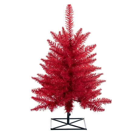 Vickerman 3' Red Fir Artificial Christmas Tree, Unlit