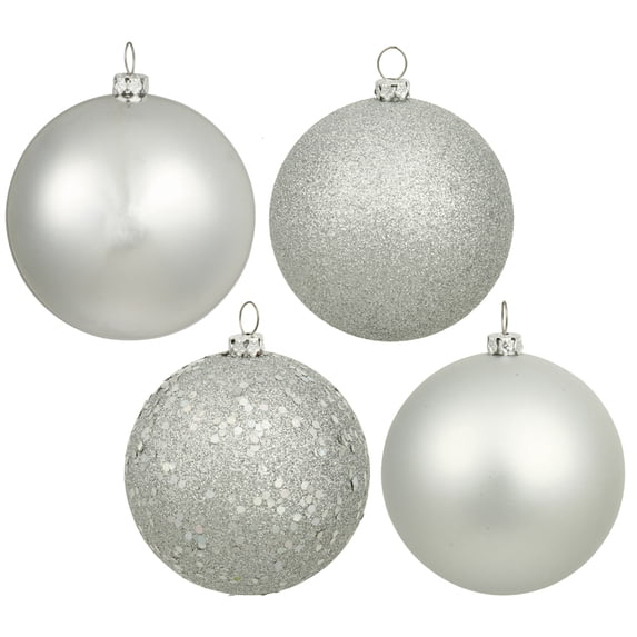 Vickerman 3" Silver Splendor 4-Finish Ornament Assortment, 32 per Box