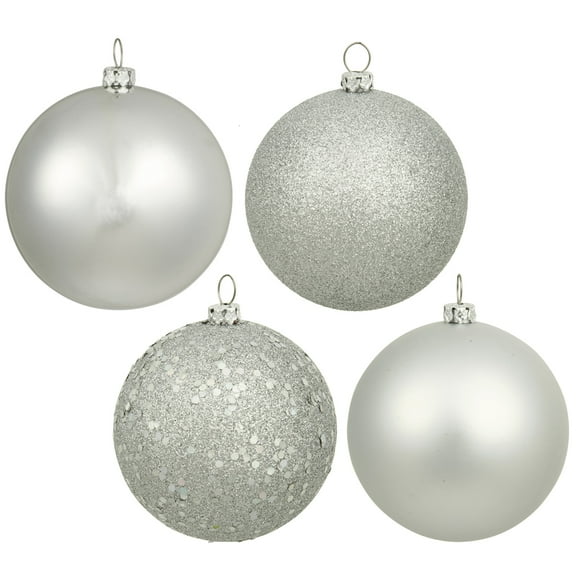 Vickerman 3" Silver Splendor 4-Finish Ornament Assortment, 32 per Box