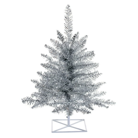 Vickerman 3' Silver Tinsel Fir Artificial Christmas Tree, Unlit
