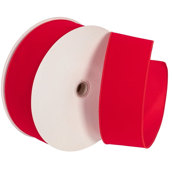 Vickerman 3" x 50 Yards Red Velvet Outdoor Wired Christmas Ribbon