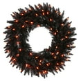 thumbnail image 1 of Vickerman 30" Black Artificial Christmas Wreath, Orange Dura-lit Incandescent Mini Lights, 1 of 1