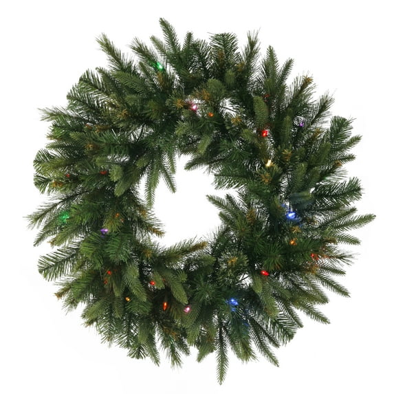 Vickerman 30" Cashmere Artificial Christmas Wreath, Multi-Colored Battery Operated LED Lights