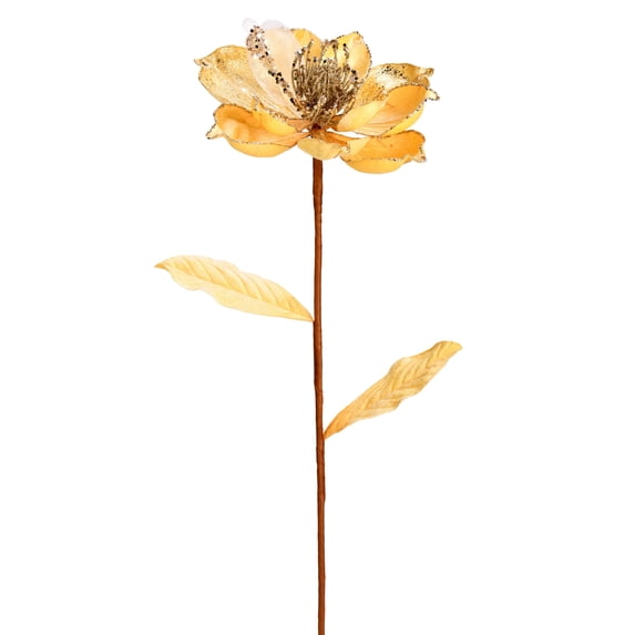 Vickerman 30" Champagne Glitter Magnolia Artificial Christmas Spray. Includes 2 sprays per pack.