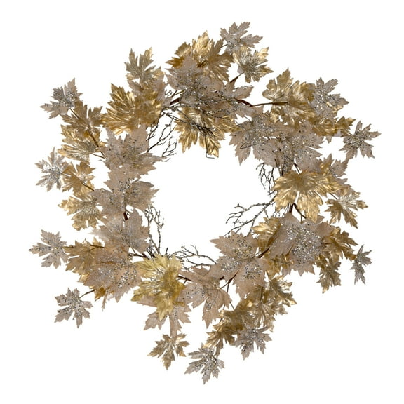 Vickerman 30" Champagne Maple Leaf Artificial Christmas Wreath, Unlit